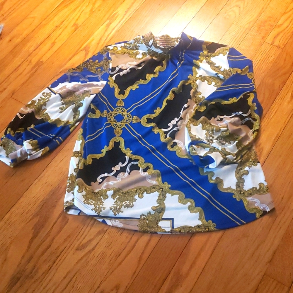 BLUE 3/4 SLEEVE BLOUSE